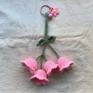 Handmade Crochet Bellflowers Keychain, Flower Bag Charm, Key Charm, Key Chains